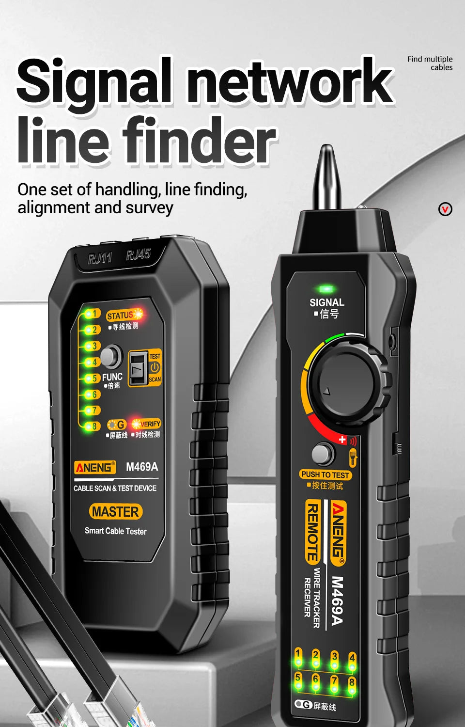 ANENG M469A Network Cable Tester with Line Tracking Feature - Smarsty