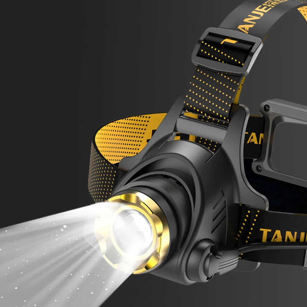 LED Super Bright Headlight USB DC Rechargeable Zoomable Head Flashlight Angle Adjustable 1200mAh for Camping Hiking Fishing