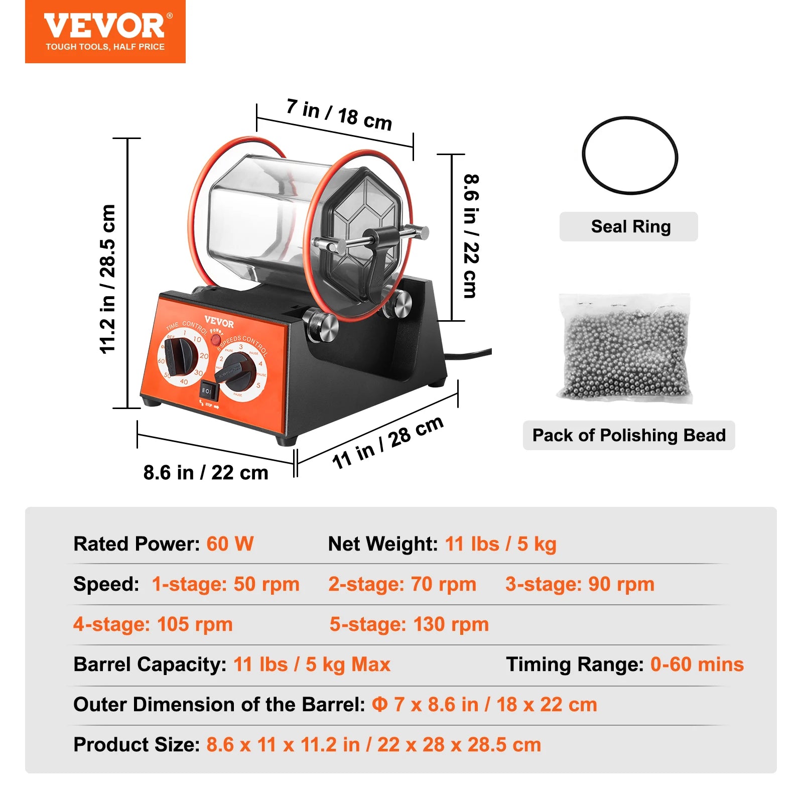 SucceBuy 3kg 5kg Rotary Tumbler Surface Polisher Jewelry Drum Polishing Machine Gem DIY Mini-Tumbler Finishing Tools - Smarsty