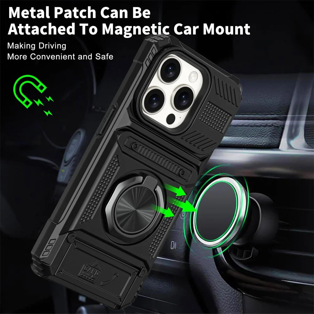 Galaxy S23 S24 Case With Magnetic Ring Kickstand Heavy Duty - Smarsty
