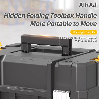 AIRAJ MultiFunctional Tier Stackable Rolling Plastic Portable Folding Tool Storage Box , Suitable for Garage Storage