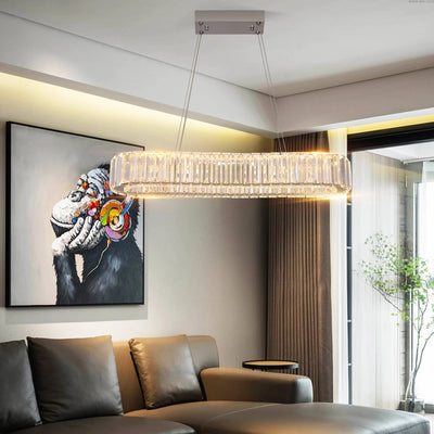 VETRULUS Modern Luxury Crystal Oval Design Led Chandelier Ceiling Lamp Nordic Pendant Hanging Light Fixture Living Bedroom Hotel