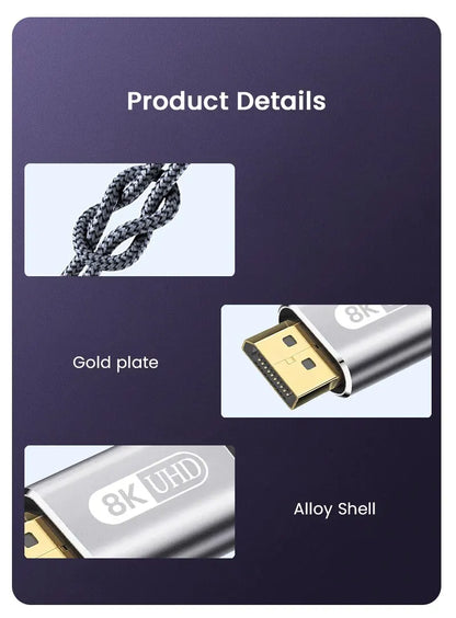 NIERBO 8K DisplayPort Cable High Speed Braided 1.4 - Smarsty