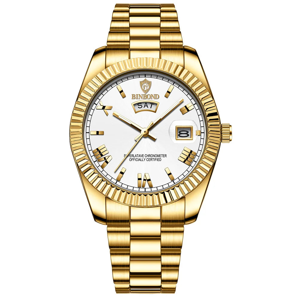 BINBOND Men's Waterproof Quartz Watch with Luminous Features - Smarsty
