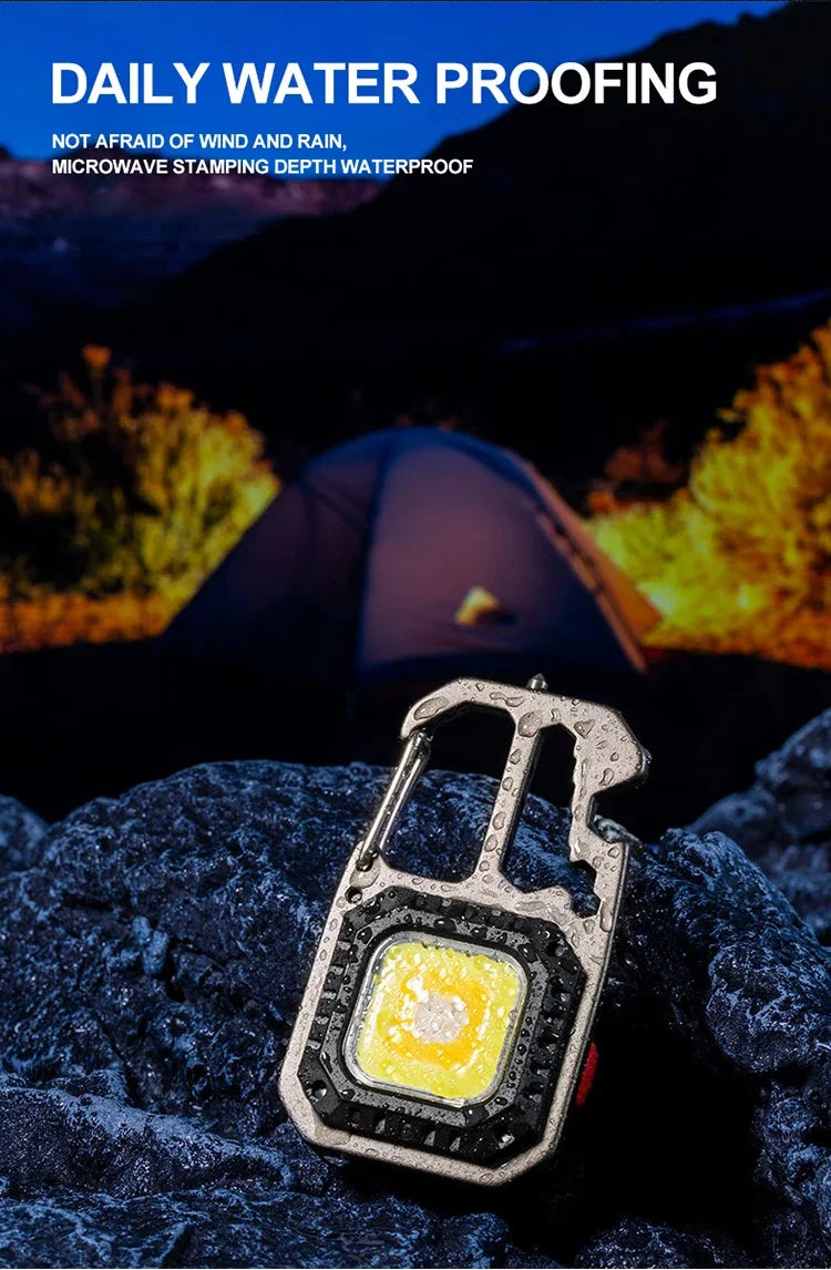 COB Keychain Work Light with Battery Display 8Mode Rechargeable High Lumens Portable LED Light for Camping Hiking Running by Smarsty