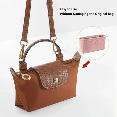 Bag Organizer for LONGCHAMP Mini Tote Timid Bag Storage & Finishing Inner Bag Liner Handbags Insert Organizer Fit Mini Size - Smarsty