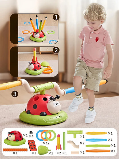 Ladybug Sport Entertainment Game Toy Multifunction Rope Skipping Machine Ferrule Jump Rocket Launcher Outdoor Educational
