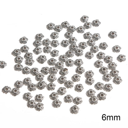 50pcs Tibetan Silver Leaf Flower Bead Caps for Jewelry Making - Smarsty