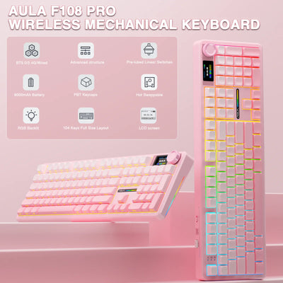 Wireless Gaming Keyboard With Macro Keys And TFT Display - Smarsty