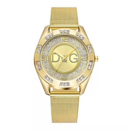 Luxury Women's Diamond Quartz Watch with Gold Mesh Strap - Smarsty