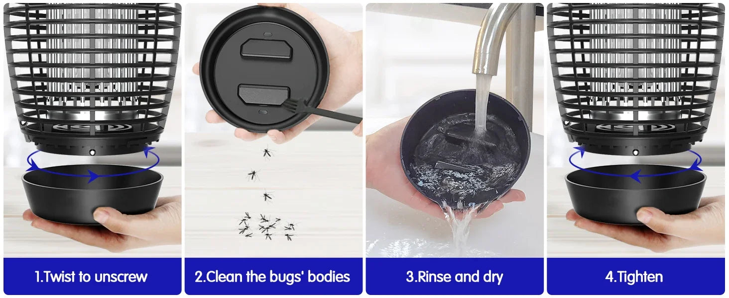 Solar Bug Zapper 2-in-1 Mosquito Killer Lamp Indoor 4500V Fly Zapper Outdoor Solar Powered with Rechargeable Insect Fly Trap