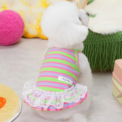 Colorful Striped Dog Dress for Summer Fun - Smarsty