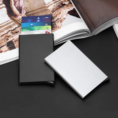 Anti RFID Smart Wallet Pouch ID Credit Card Holder Metal Thin Slim Men Aluminum Blocking Protected Wallet Small Bank Card Case - Smarsty