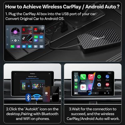 Wireless CarPlay Android Auto Adapter with Built in Apps - Smarsty