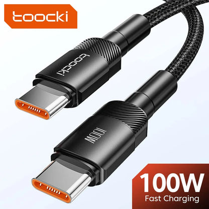 Toocki 100W Type C to USB C Cable PD 3.0 Quick Charge 4.0 Fast Charging Type C to Type C for iPhone 15 Macbook Samsung Xiaomi - Smarsty