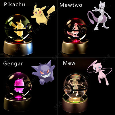 3D Pokemon Crystal Ball Night Light Lamp - Smarsty