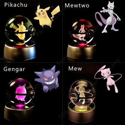 3D Pokemon Crystal Ball Night Light Lamp - Smarsty