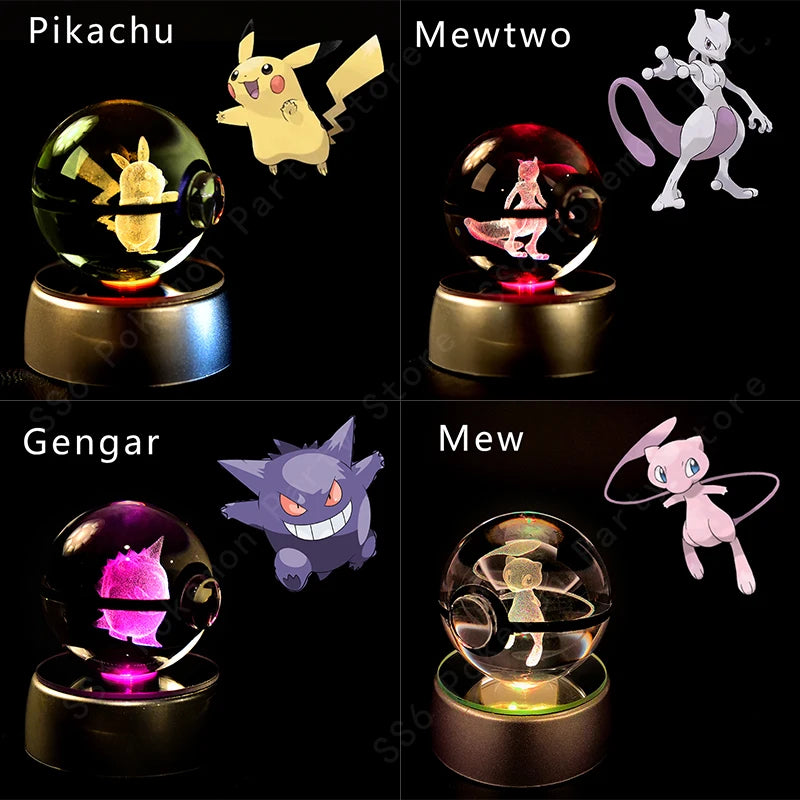 3D Pokemon Crystal Ball Night Light Lamp - Smarsty