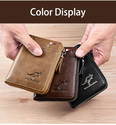 Mens Wallet Leather Business Card Holder Zipper Purse Luxury Wallets for Men RFID Protection Purses Carteira Masculina Luxury - Smarsty