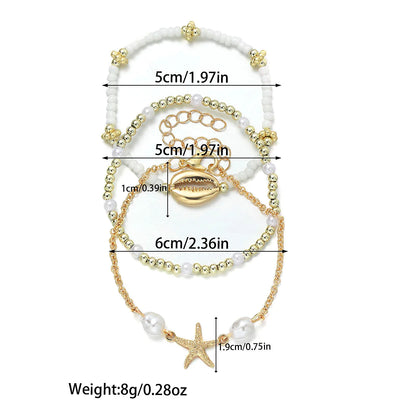 3Pcs Summer Shell Bracelet Set with Starfish Charm - Smarsty