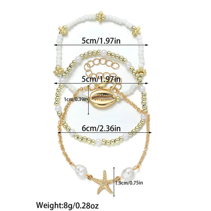 3Pcs Summer Shell Bracelet Set with Starfish Charm - Smarsty