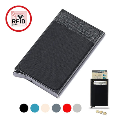 Rfid Smart Credit Card Holder Wallets Metal Slim Pop Up Minimalist Men Wallets Black Male Purse Money Bags Carteira Masculina - Smarsty