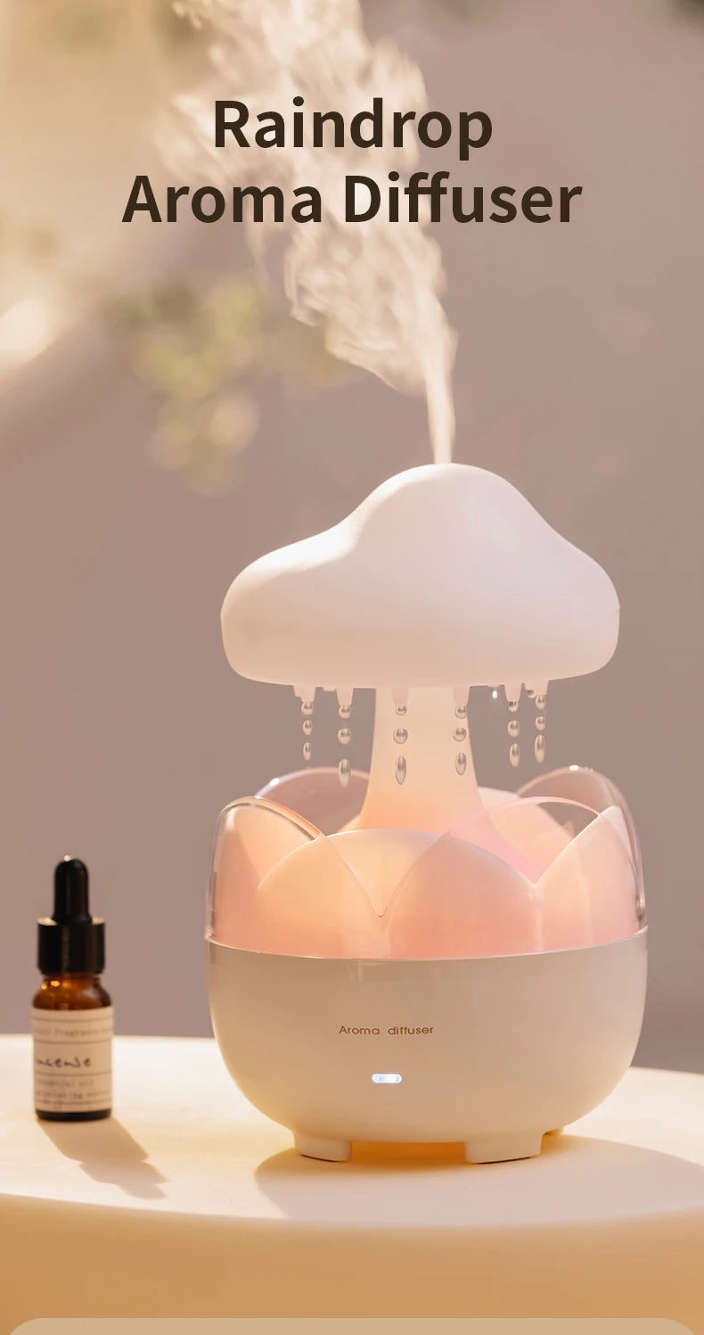 Mushroom Rain Humidifier and Aroma Diffuser with Colorful Night Lights - Smarsty