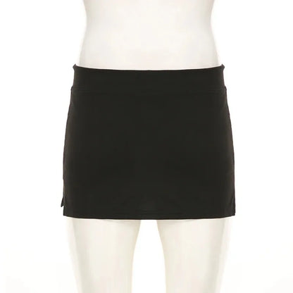 Solid Lace-up Mini Skirts Sexy American Retro Basic Vintage Casual Short Bottoms Basic Casual A-Line Knit Clothing - Smarsty