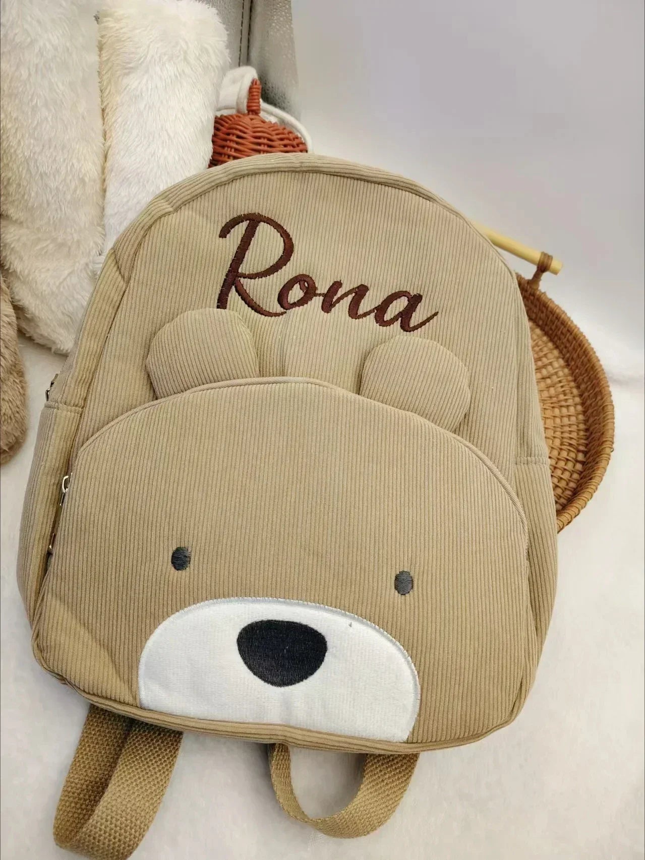 Custom Name Toddler Backpack Cartoon Bear Large Capacity - Smarsty
