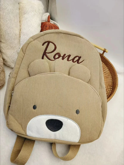 Custom Name Toddler Backpack Cartoon Bear Large Capacity - Smarsty