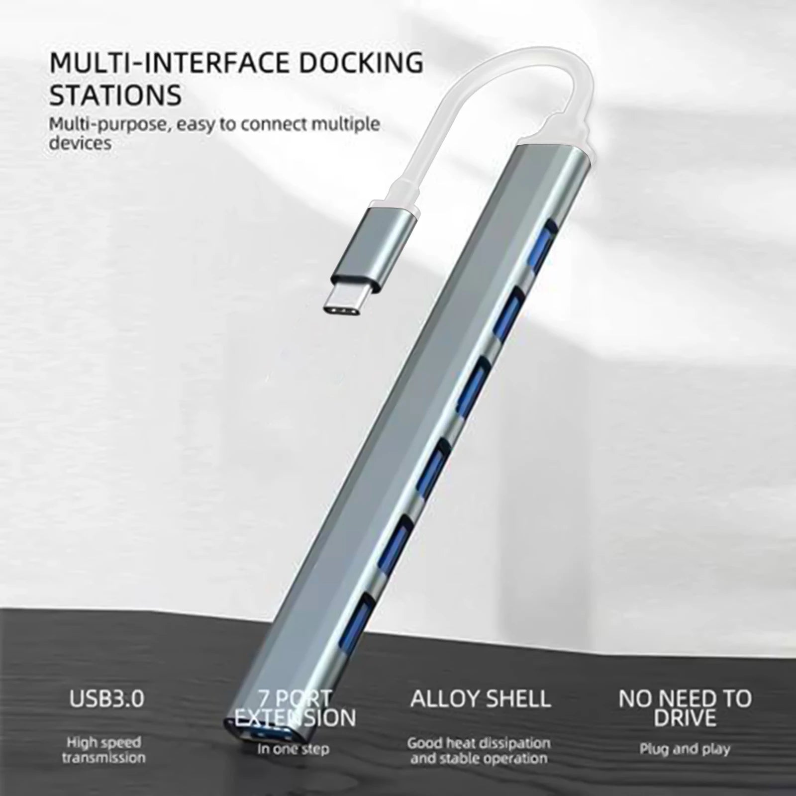 USB C 7 Port Hub 3.0 Ultralight Aluminum Laptop PC