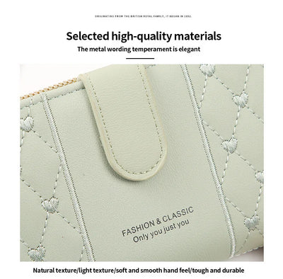 Women Long Wallet Pu Leather Card Holder Large Capacity Hasp Zipper Coin Purse Multi Card Organizer Cell Phone Wristlet Handbag - Smarsty
