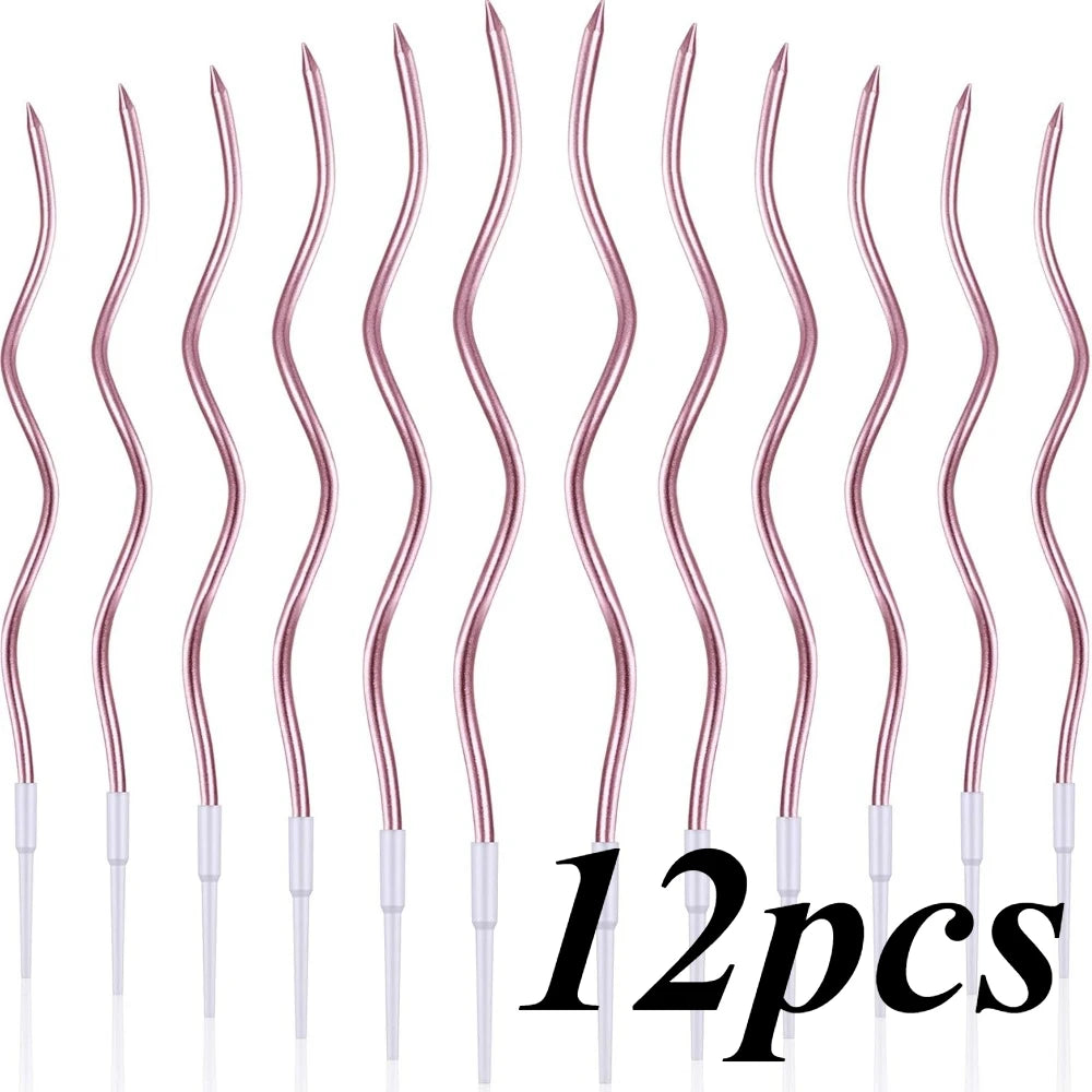 6/12/48pcs/1case Birthday Candles Spiral Cake Candles  Long Thin Cake Candles For Wedding Party And Cake Decoration - Smarsty