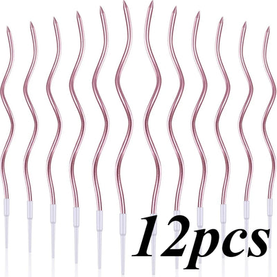 6/12/48pcs/1case Birthday Candles Spiral Cake Candles  Long Thin Cake Candles For Wedding Party And Cake Decoration - Smarsty