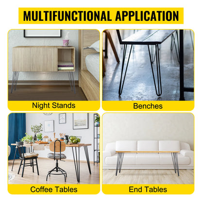 SucceBuy 4Pcs Metal Table Legs 16-40 Inch 3-Rod Hairpin Furniture Legs DIY Home Bench Dining Desk End Coffee Table Feet