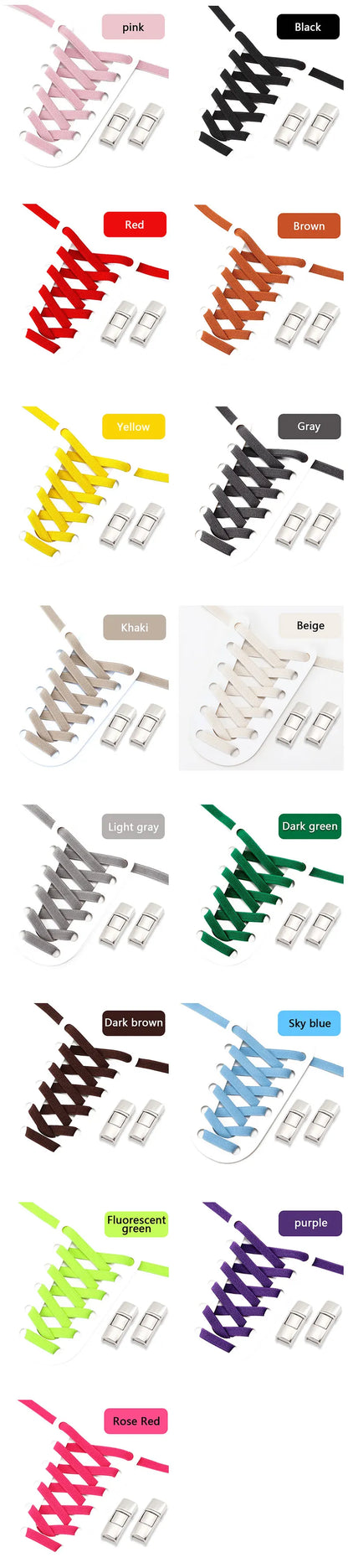 Elastic Laces Sneakers Press Lock Shoelaces Without Ties 8MM Wide Flats No Tie Shoe Laces Kids Adult Sports Running Shoelace NEW