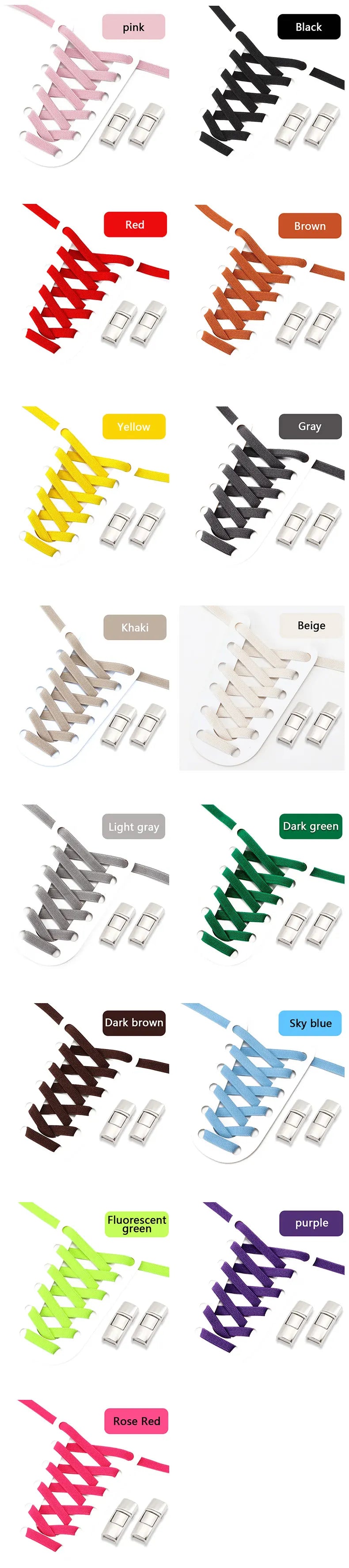 Elastic Laces Sneakers Press Lock Shoelaces Without Ties 8MM Wide Flats No Tie Shoe Laces Kids Adult Sports Running Shoelace NEW