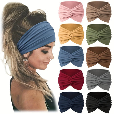 Women Wide Yoga Headband Sweat Absorbing Non Slip Elastic - Smarsty