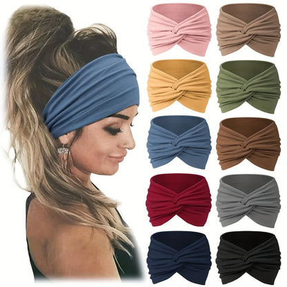 Women Wide Yoga Headband Sweat Absorbing Non Slip Elastic - Smarsty