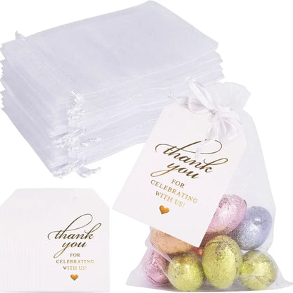 50pcs White Sheer Organza Jewelry Gift Bags - Smarsty