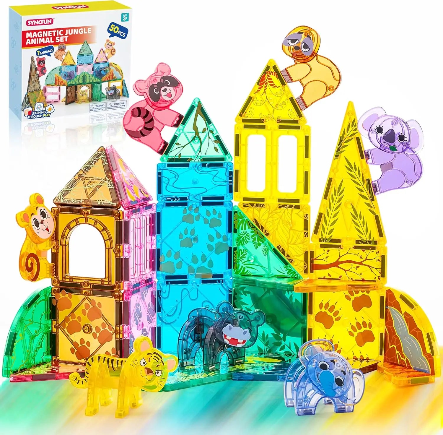 JOYFY 110/66/50 PCS Magnetic Building Tile 3D Magnet Tiles with Vehicle Construction Blocks Set for Kids Birthday Chirstmas Gift - Smarsty
