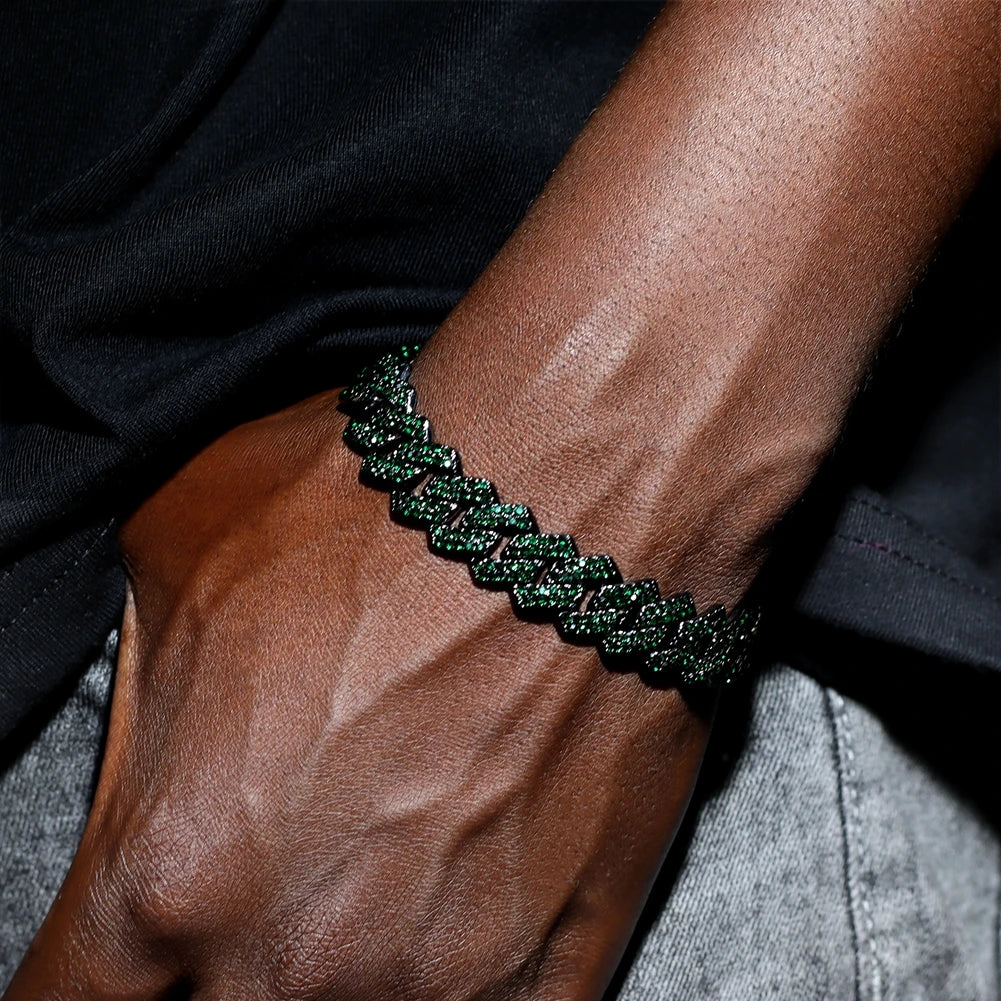 14MM Iced Prong Link Cuban Chain Bracelet for Men and Women - Smarsty