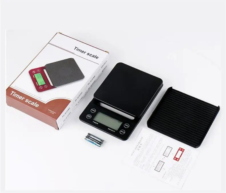Black Precision Coffee Scale With Timer 0.1g Accuracy - Smarsty