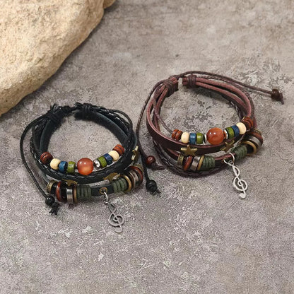 Handmade Leather Wrap Bracelet With Adjustable Beads - Smarsty