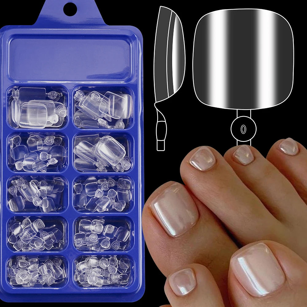 120 Pieces Pink Square Toe Nail Tips Full Cover Extensions - Smarsty