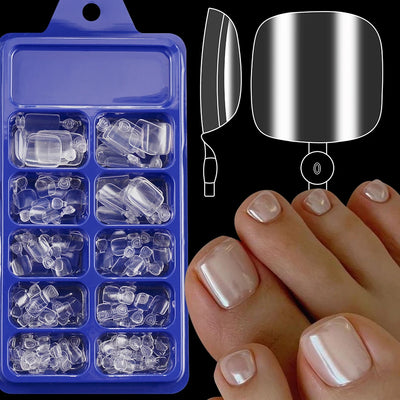 120 Pieces Pink Square Toe Nail Tips Full Cover Extensions - Smarsty