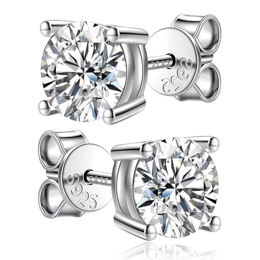 Moissanite Earrings 2ct Sterling Silver Brilliant Studs - Smarsty