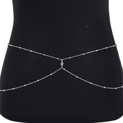 Clear Rhinestone Beaded Belly Chain Body Jewelry - Smarsty