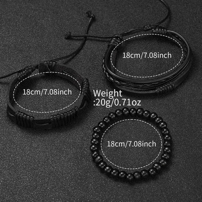 Fashion Leather Strap Men Quartz Watch Set - Smarsty