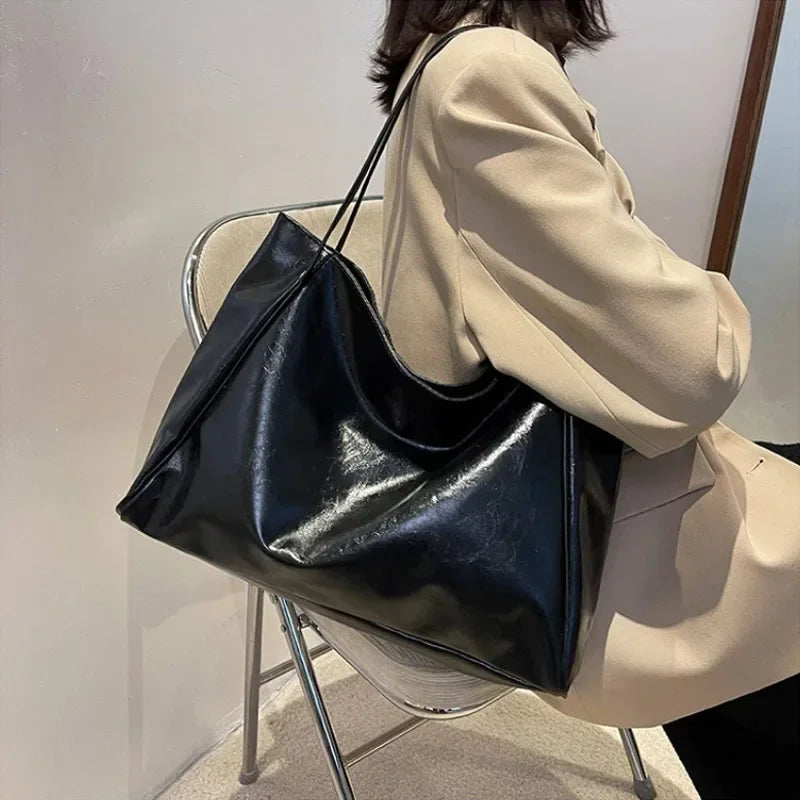 Women PU Leather Tote Bag Large Capacity Shoulder Crossbody - Smarsty